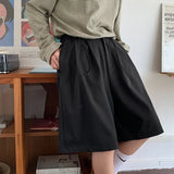 Wiaofellas  -  New Men's Straight Leg Casual Pants Loose Fit Versatile Korean Sle Trendy Cotton mid Waist Five-Quarter Length