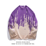 Wiaofellas  -  Winter Tie Dye Sweater Men Warm Hole Sweater Men Jumper Clothes Streetwear Loose Long Sleeved Sweater Mens Knitted Pullover