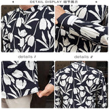 WIAOFELLAS  -  High Quality Elegant Men's Long Sleeved Shirts Spring Autumn Floral Print Blouse Top Men Fashion Causal Social Camisas De Hombre