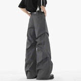 WIAOFELLAS  -  Solid Color Men Suit Pants New Casual Solid Color Pleated Design Baggy Wide Leg Male Flared Trousers Spring Simple