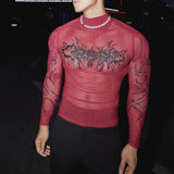 Wiaofellas  -  Summer New Men's Perspective Long-Sleeved T-Shirt American Retro Fashion Trend Street Hip-Hop Slim Breathable Niche Men's Tops
