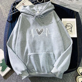 WIAOFELLAS  -  Autumn Winter Heart Print Hoodie Unisex Couple Style Polyester Fiber Full Sleeve Streetwear Trendy Top for Men And Women