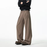 WIAOFELLAS  -  Black Brown Suit Pants Men Fashion Society Mens Dress Pants Korean Loose Wide Leg Pants Mens Office Formal Trousers Plus Size