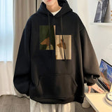 WIAOFELLAS  -  Plush American Hoodie Men's Autumn and Winter Hooded Jacket for Teenagers Loose High Street Versatile Clothes