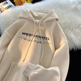 WIAOFELLAS  -  New Men's High Street Letter Printed Hooded Sweatshirts Casual Loose Vintage Hip Hop Hoodies Aesthetic Fashion Y2K Hoodie