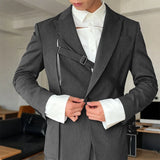 WIAOFELLAS  -  Men Irregular Blazer Striped Lapel Long Sleeve Casual Suit Men Streetwear Hollow Out Fashion Male Thin Coats Blazer