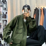 Wiaofellas  -  Hong Kong Style Retro Trendy Brand Men Spring and Autumn Multi-pocket Loose Versatile Trendy Functional Style Baseball Jacket
