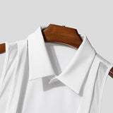 WIAOFELLAS  -  Men Tank Tops Patchwork Hollow Out Lapel Sleeveless Sexy Male Vests Summer Streetwear 2025 Fashion Casual Men Clothing