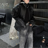 WIAOFELLAS  -  Spring Autumn New Men's Solid Color PU Leather Jacket Outerwear American Retro Fashion Trend High Street Casual Men's Tops