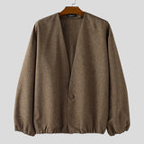 WIAOFELLAS  -  Men Jackets Solid Color Long Sleeve Open Stitch Casual Male Thin Coats Loose Streetwear Fashion Cardigan Outerwear Men