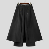 Wiaofellas  -  Men Irregular Pants Solid Color Button Joggers Loose Trousers Men Streetwear Fashion Casual Male Long Pants