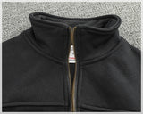 WIAOFELLAS  -  Heavy trendy half zip open collar pullover men washed to make old black cotton knit wool autumn-winter thick coat