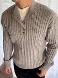 Wiaofellas  -  Vintage Double-layer Stand Collar Jumpers Mens Knitting Twist Textured Sweaters Spring Men Casual Long Sleeve Knitted Sweater
