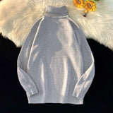 WIAOFELLAS  -  Turtleneck Sweater Men Winter New Arrival Fashion Loose Casual Students Solid Basic Knitting Warm Simple Leisure Male Chandails