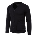 WIAOFELLAS  -  Men's V-ne Knitted Cardigan Sweater Autumn Faion Slim Fit Long Sve Busin Casual Sle Breathable Skin-friendly Soli...