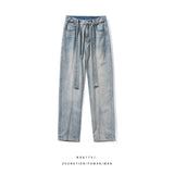 WIAOFELLAS  -  New Autumn Style Versatile Trendy Brand Loose Slimming American High Street Trousers Washed Casual Straight Wide Leg Jeans