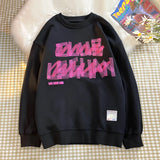 WIAOFELLAS  -  Three-dimensional Pink Foam Printed Sweatshirt Men Women Couples Sweatshirts Casual Round Neck Hoodie Korean Style Sweatshirt