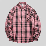WIAOFELLAS  -  Spring Autumn Long Sleeve Casual Shirts Men American Style Checkered Shirt Mens Loose High Quality Vintage Tops Coat Male Couple