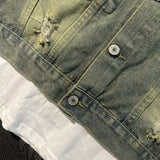 WIAOFELLAS  -  vestRetro Washed Raw Edge Ripped Denim Vest Mens American High Street Fashion Trend Casual Loose Sleeveless Waistcoat Y2k Jacket