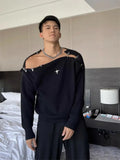 WIAOFELLAS  -  New Fashion Autumn Winter Casual Men's Sweater Long Sleeve Slim Knitted Pullovers Fashion Contrast Crew Neck Knitted Pullover