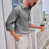 Wiaofellas  -  Autumn and Winter Men's Shirts Breathable Cotton Long-sleeved Plaid Shirt Casual Slim Top Shirt