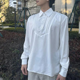 WIAOFELLAS  -  Spring New Men's Solid Color Embroidered Long-Sleeve Shirt French Retro Fashion Trendy High Street Loose Casual Niche Men's Top