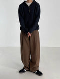 WIAOFELLAS  -  Autumn Winter Men's Cotton Wide Leg Floor Suit Pants Korean Casual Loose Straight  Thicken Full Length Trousers Male Keep Warm