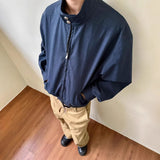 WIAOFELLAS  -  cleanfit American retro blue jacket men's spring and autumn high-end short loose stand-up collar jacket