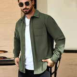 Wiaofellas  -  Spring Men's Leisure Corduroy Oversized Shirts Buttoned Lapel Long Sleeve Solid Color Texture Vintage Casual Streetwear S-3XL