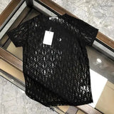 WIAOFELLAS  -  Men's Clothing Summer Crew Neck Pullovers Solid Color Spliced Gauze Hollow Out Ventilation Trend All-match Mesh Mesh Tops