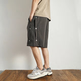 WIAOFELLAS  -  Summer new breasted shorts Men's summer short shorts High street trend loose casual quarter pants medium pants