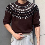 Wiaofellas  -  Autumn Winter Casual Mens Jumper Tops Knitting Long Sleeve Crew Neck Sweaters For Men Daily Leisure Slim Knitted Sweater