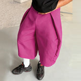 WIAOFELLAS  -  Men Pants Solid Color Joggers Loose Wide Leg Trousers Men Streetwear Korean Style Fashion Casual Male Calf-length Pants