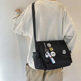 WIAOFELLAS  -  Korean Fashion Casual Big Bag Student School Bags for Teenage Girls Messenger Bag Shoulder Bag Crossbody Bags Women