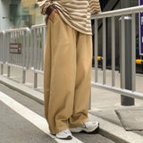 Wiaofellas  -  Cotton Baggy Pants Men Wide Leg Oversize Japenese Y2k Ankle-length Long Harem Trousers Casual Sport New