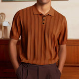 WIAOFELLAS  -  Spring Summer Fashion Simple Solid Knit Men Polo Shirt Button Turn-down Collar Knitted Tops Leisure Polo Breathable Tees Shirts