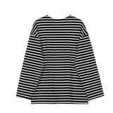 WIAOFELLAS  -  Fashion New Men's Striped Loose Casual T-shirt Summer Trendy Round Neck Long Sleeves Pullover Tops Male