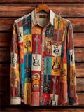 Wiaofellas  -  New retro Irish style harp clover 3D printed men's long sleeved shirt made of vintage casual shirt clothing