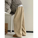 WIAOFELLAS  -  Winter Thick Pants Men Warm Retro Straight Casual Pants Men Streetwear Korean Loose Wide Leg Pants Mens Lamb Wool Trousers