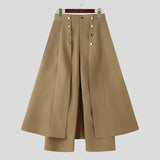 Wiaofellas  -  Men Irregular Pants Solid Color Button Joggers Loose Trousers Men Streetwear Fashion Casual Male Long Pants