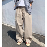 Wiaofellas  -  Men Women Streetwear Fashion Loose Casual Pure Cotton Wide Leg Cargo Pants Cityboy Japanese Korean VintageTrousers