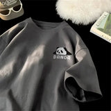 WIAOFELLAS  -  Summer New Men's Kawaii Panda Printed T Shirts Cotton Short Sleeve Oversized Tshirt Breathable Y2K Streetwear Tee Tops