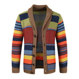 WIAOFELLAS  -  Spring Autumn Fashion Men's V-Neck Collar Cardigan Sweater Slim Fit Cable Knit Patchwork Woolen Long Sleeve Casual Male Top