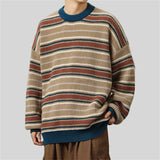 WIAOFELLAS  -  Men Smooth Striped Sweater Winter Knitted Jumpers Pullover Men Streetwear Hip Hop Harajuku Japan Style Patchwork Grey Sweaters