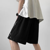 WIAOFELLAS  -  Leaf Embroidery Casual Shorts Men Summer Basic Simple Loose Hip Hop Streetwear Chinese style Leisure Shorts White/Black 5XL-M