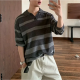 WIAOFELLAS  -  American Contrasting Seagull Collar Pullover Sweater in Autumn and Winter New Men's High-end Casual Knitted Top