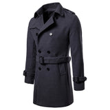 Wiaofellas  -  Mens Overcoat Trench Coats Winter Male Pea Coat with Belt Double Breasted Men Wool & Blends Coat Jacket Brand Clothing W10