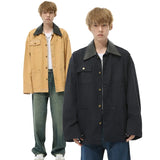 WIAOFELLAS  -  Korean Style Men's Shoulder Pads Jackets Single Breasted Design Turn Down Collar Loose Male Clothing New Menwear