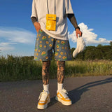Wiaofellas  -  Denim Shorts Men's Summer High Street Capris Men Techwear Oversize Leisure Pants Unisex Streetwear Y2k Daisy Loose Jeans