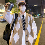 WIAOFELLAS  -  New Autumn Winter Fashion Trend Casual Vneck Cardigan Vest For Men Highquality Korean Version Loose Comfortable Versatile Jacket